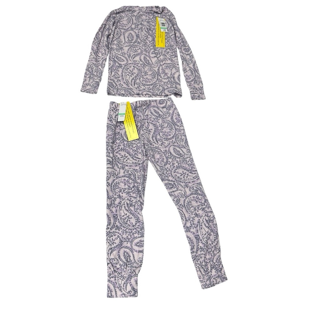 Hue Girl Lavender Fog Paisley Print Pajamas 2 Pc Set Size 8